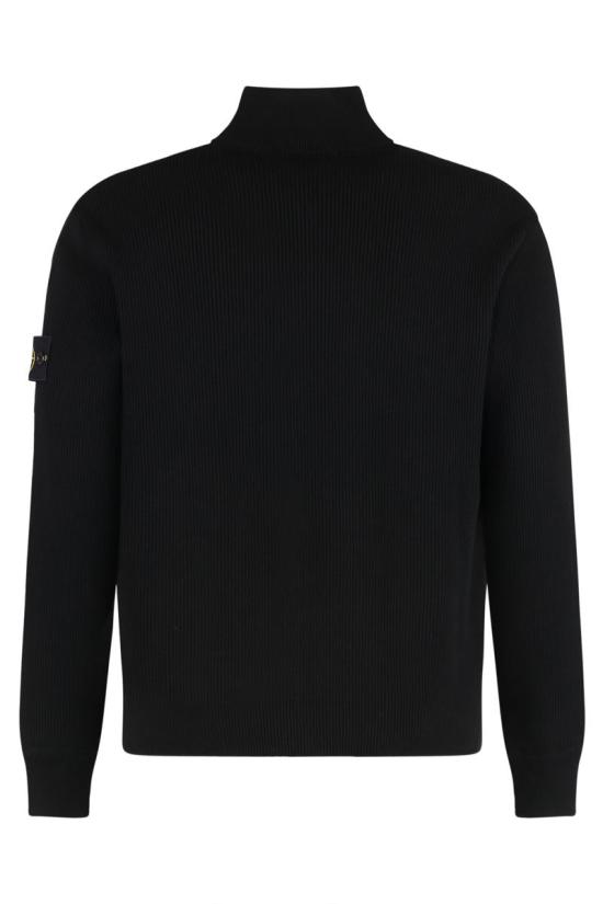 26SS 스톤 아일랜드 리브드 소프트 오가닉 코튼 레귤러핏 집업 가디건 5100126S00D8 V0029 Black