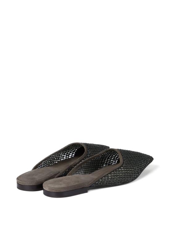 26SS 브루넬로 쿠치넬리 스웨이드 프레셔스 네트 자수 플랫 슈즈 MZSFC3177 C8769 IRON - BRUNELLO CUCINELLI