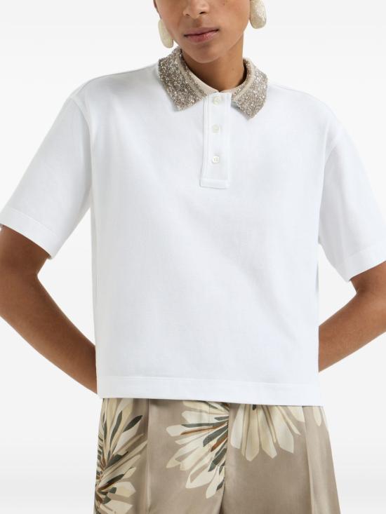 26SS 브루넬로 쿠치넬리 폴로 티셔츠 M0T63EJ105 C6159 White - BRUNELLO CUCINELLI