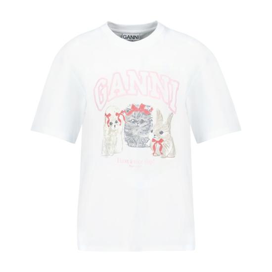 26SS 가니 애니멀 프린트 티셔츠 A1050029 151 white