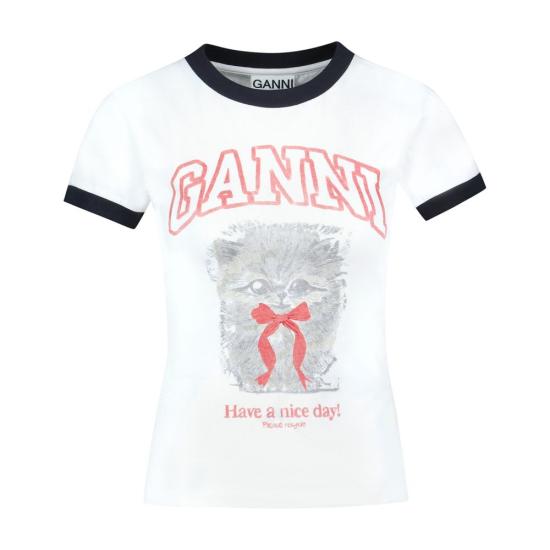 26SS 가니 키티 크롭 티셔츠 A1050030 151 white