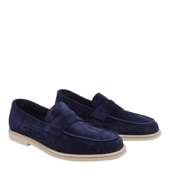 26SS 브루넬로 쿠치넬리 리버스 카프스킨 라이트 페니 로퍼 MZUPAIX653 C7975 Blue - BRUNELLO CUCINELLI