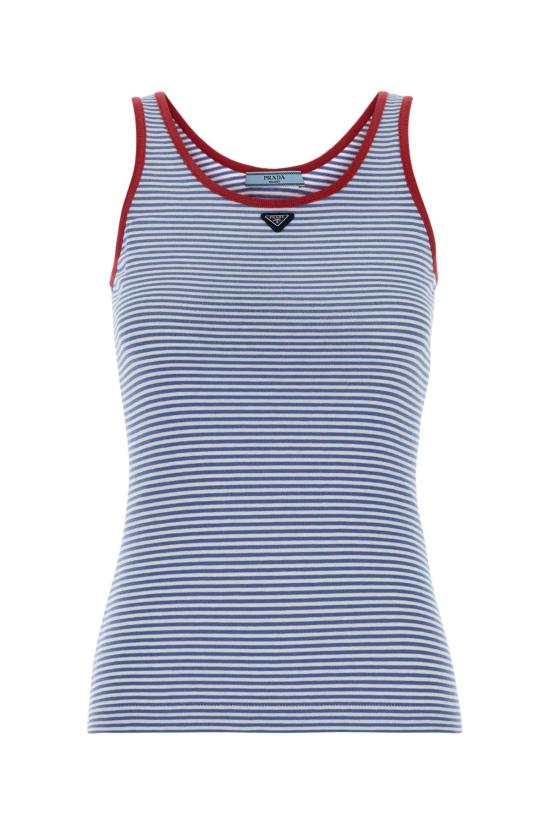 26SS 프라다 반팔 티셔츠 39659SOOO186H F0X36 STRIPPED