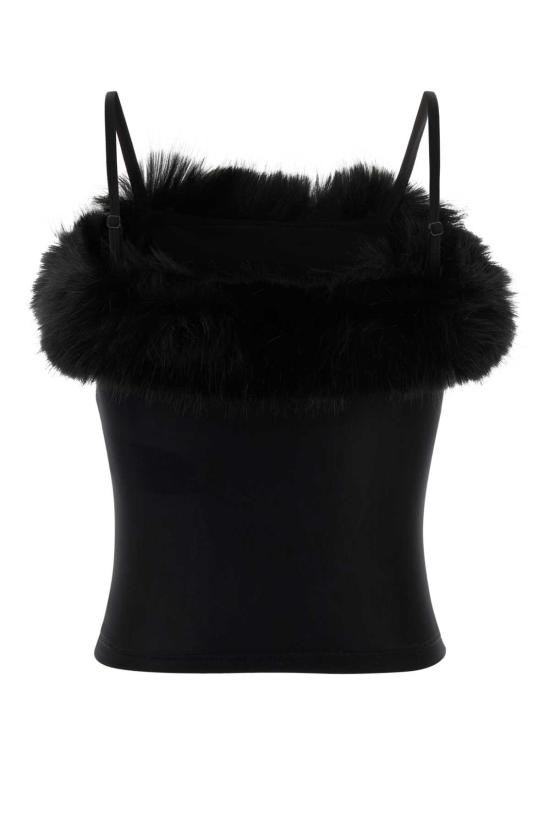 26SS 발렌시아가 포 퍼 트리밍 저지 슬리브리스 탑 858101TRV38 1069 BLACK - BALENCIAGA