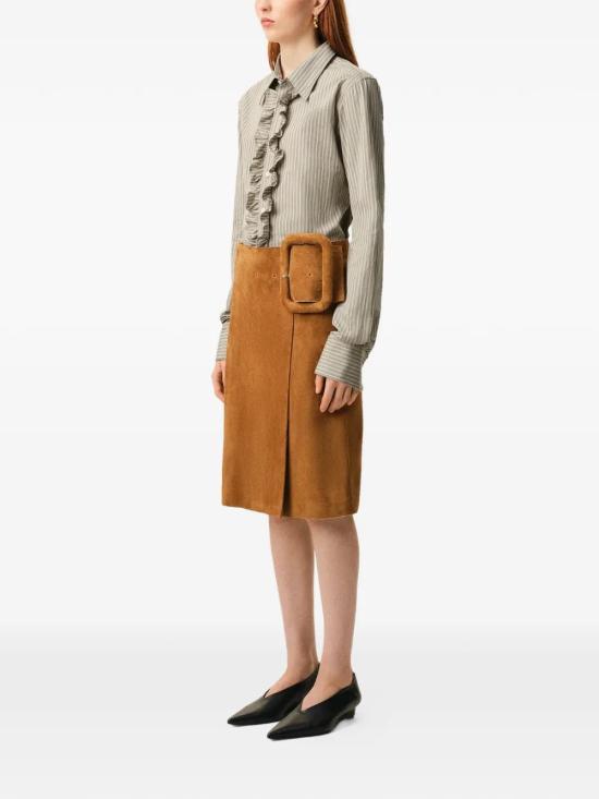 26SS 아미 코튼 롱 슬리브 러플 어드저스티드 셔츠 캐시미어 FSH821CO0219 A040BEIGETAUP - AMI