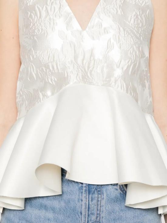 26SS 가니 새틴 클로케 페플럼 슬리브리스 탑 A1040097 135EGRET - GANNI