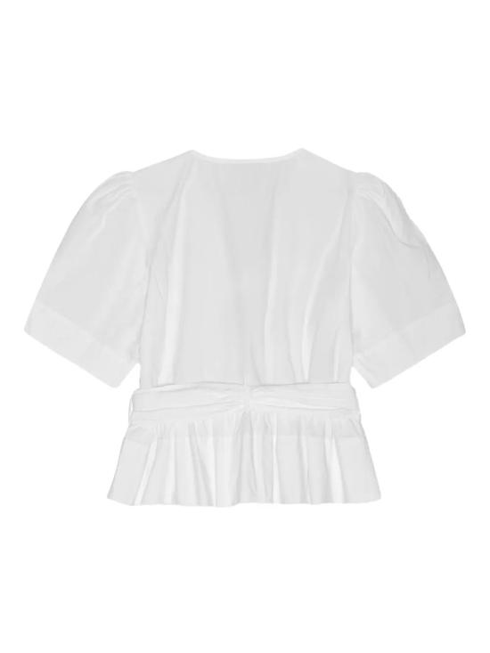 26SS 가니 스트레치 코튼 타이스트랩 블라우스 W0309 151BRIGHTWHIT - GANNI