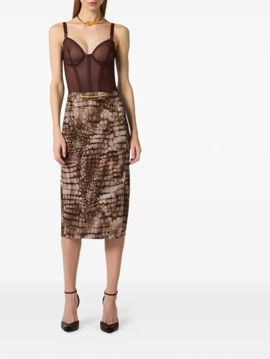 26SS 엘리자베타프랜치 미디 스커트 GO14961E2 644CACAO - ELISABETTA FRANCHI