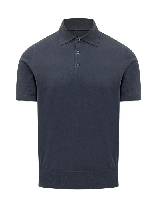 26SS 브루넬로 쿠치넬리 폴로 티셔츠 M29800125 CW425 NAVY GRIGIO SCURO