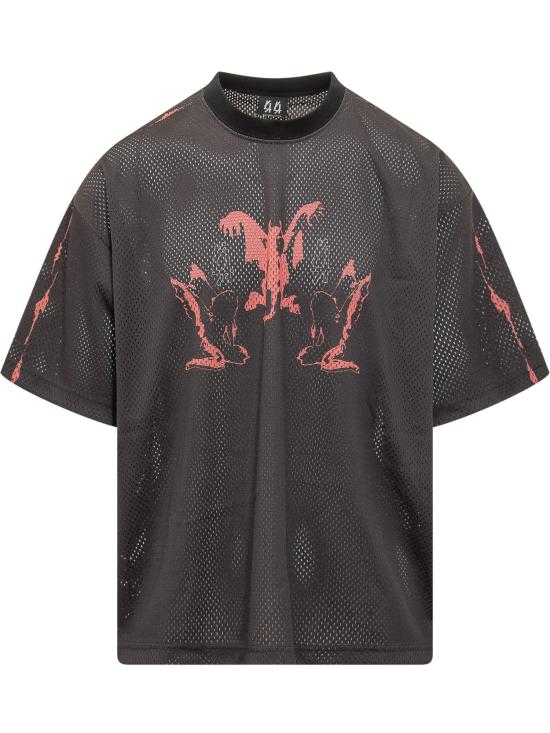 26SS 44레이블 반팔 티셔츠 B0030614FA683 P699 BLACK Y2K RED WHITE