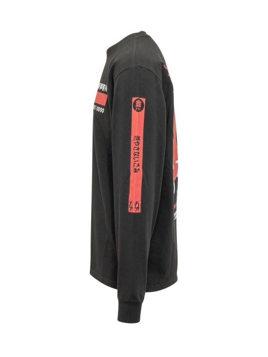 26SS 44레이블 반팔 티셔츠 B0030575FA706 P753 BLACK STOP HIGH RISK RED - 44 LABEL