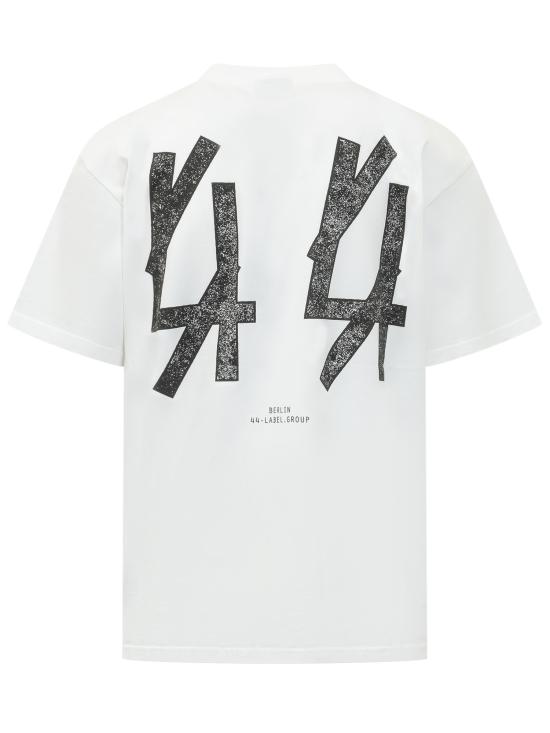 26SS 44레이블 반팔 티셔츠 B0030556FA706 P760 OPTICAL WHITE BLACKLISTED BLACK - 44 LABEL