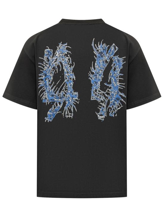 26SS 44레이블 반팔 티셔츠 B0030556FA706 P766 BLACK CENTIPEDE SAPPHIRE - 44 LABEL