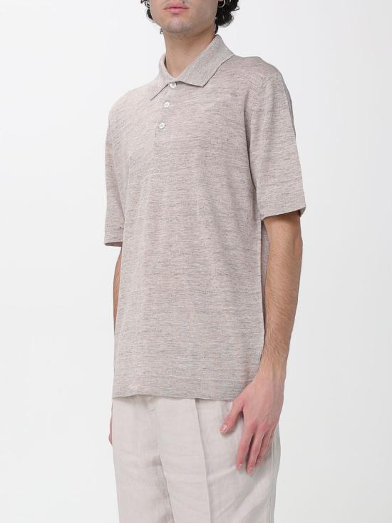 26SS 브루넬로 쿠치넬리 린넨 코튼 니트 폴로 셔츠 M2L00315 C7950 Sand - BRUNELLO CUCINELLI