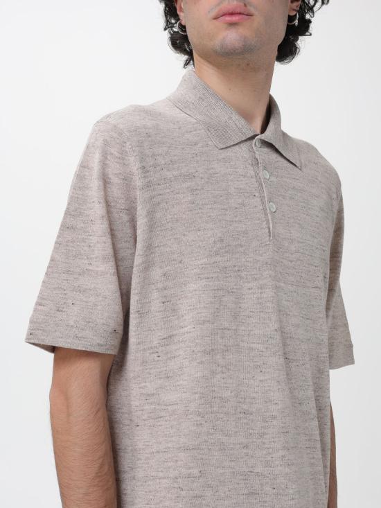 26SS 브루넬로 쿠치넬리 린넨 코튼 니트 폴로 셔츠 M2L00315 C7950 Sand - BRUNELLO CUCINELLI