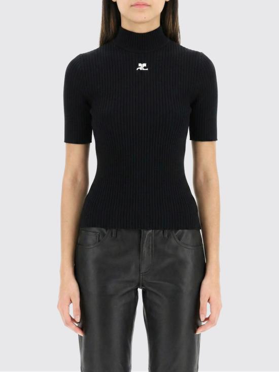 26SS 쿠레쥬 리에디션 니트 탑 숏슬리브 PERMPU026FI0001 9999 Black