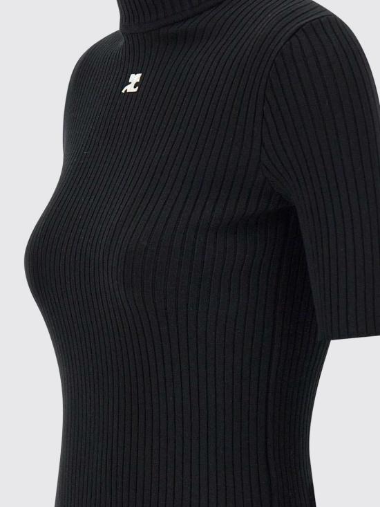 26SS 쿠레쥬 리에디션 니트 탑 숏슬리브 PERMPU026FI0001 9999 Black - COURREGES