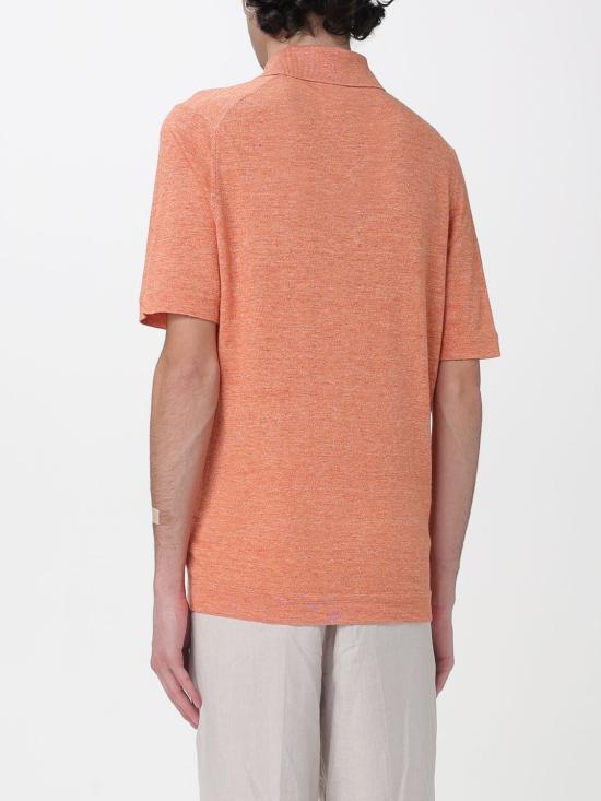 26SS 브루넬로 쿠치넬리 린넨 코튼 니트 폴로 셔츠 M2L00315 C7859 Orange - BRUNELLO CUCINELLI