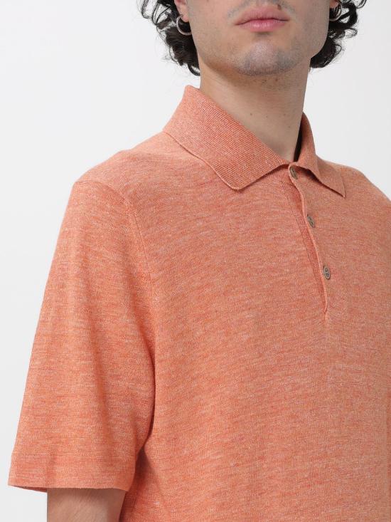 26SS 브루넬로 쿠치넬리 린넨 코튼 니트 폴로 셔츠 M2L00315 C7859 Orange - BRUNELLO CUCINELLI