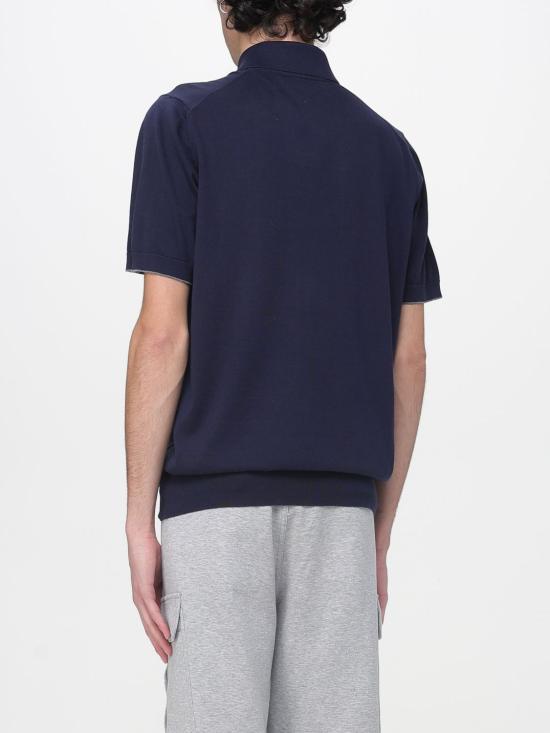 26SS 브루넬로 쿠치넬리 로고 경량 코튼 니트 폴로 셔츠 M29800195 CW425 Blue - BRUNELLO CUCINELLI