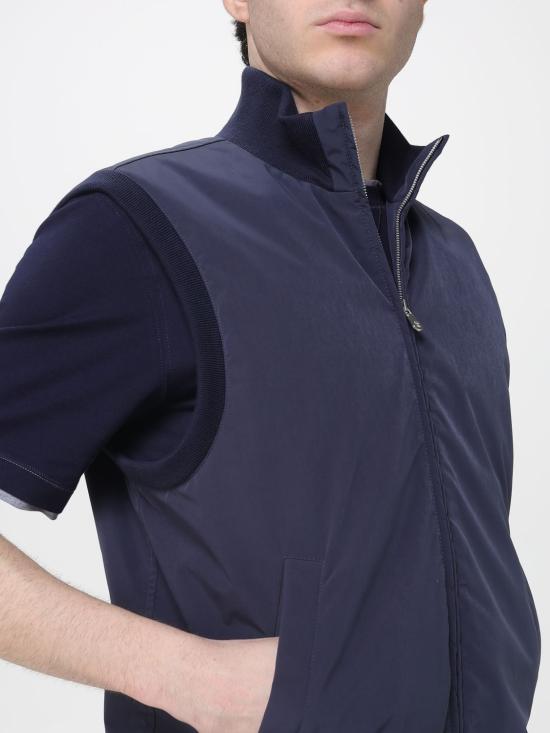 26SS 브루넬로 쿠치넬리 가공 나일론 웨이스트코트 MM4796584 CIR70 Blue - BRUNELLO CUCINELLI