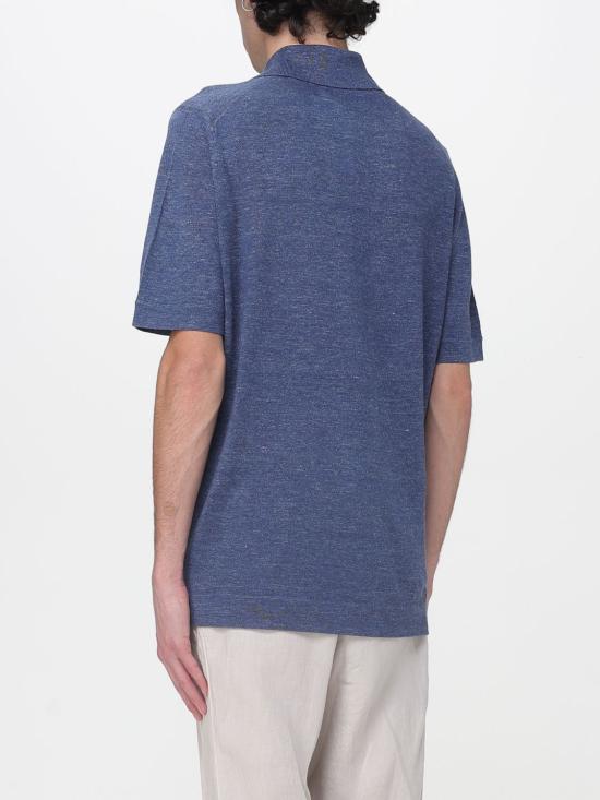 26SS 브루넬로 쿠치넬리 린넨 코튼 니트 폴로 셔츠 M2L00315 C7860 Gnawed Blue - BRUNELLO CUCINELLI