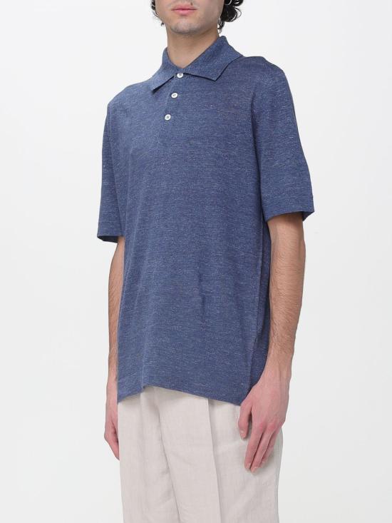 26SS 브루넬로 쿠치넬리 린넨 코튼 니트 폴로 셔츠 M2L00315 C7860 Gnawed Blue - BRUNELLO CUCINELLI