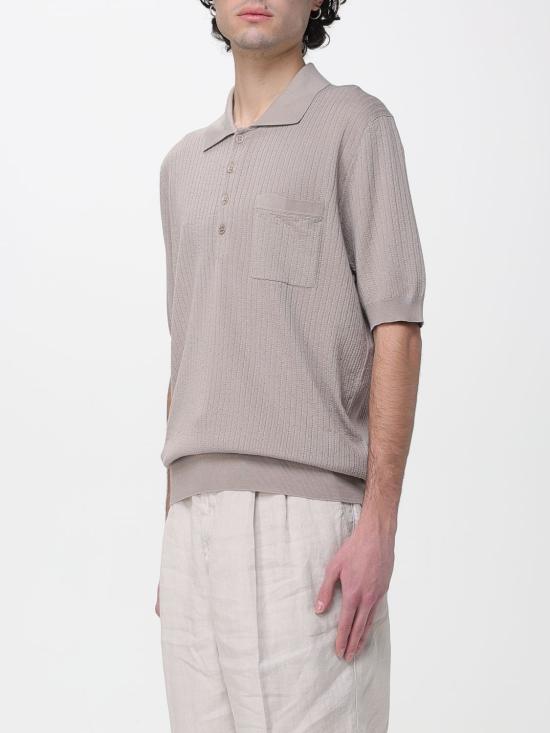 26SS 브루넬로 쿠치넬리 립 니트 폴로 셔츠 M29806205 C7946 Beige - BRUNELLO CUCINELLI