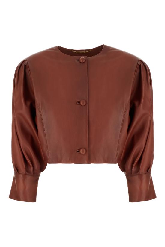 26SS 끌로에 가죽 자켓 CH26SCV97201 642 BURNT HENNA