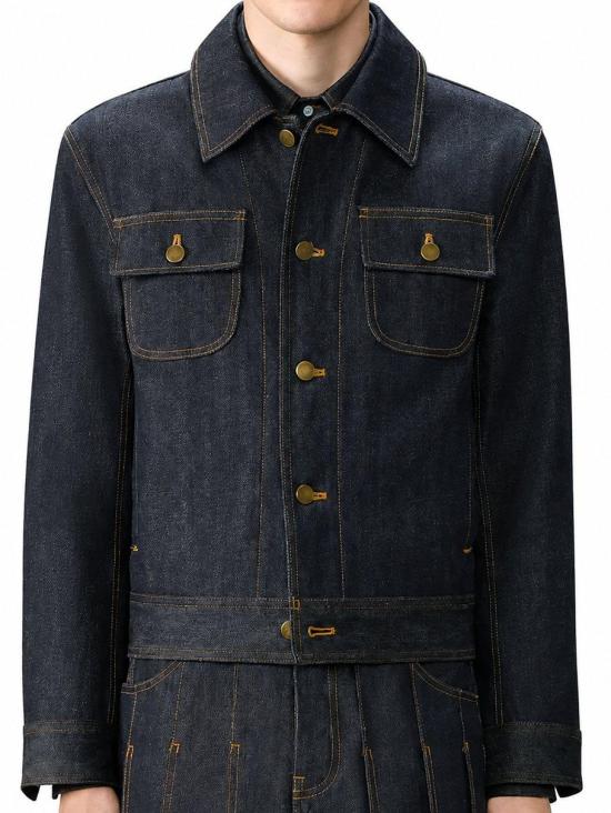 27SS 톰브라운 셀비지 데님 백스트랩 유틸리티 재킷 MJO256SF1101 415 NAVY - THOM BROWNE