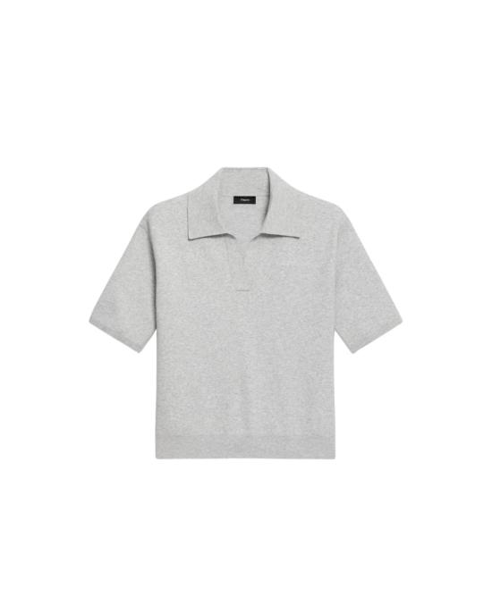  띠어리 블라우스 시어리 오버사이즈 폴로 탑 그래비티 멜란지