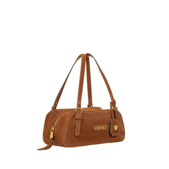 26SS 베르사체 VERSACE TAG 스웨이드 볼링백 10157921A098921NG8V Brown - VERSACE