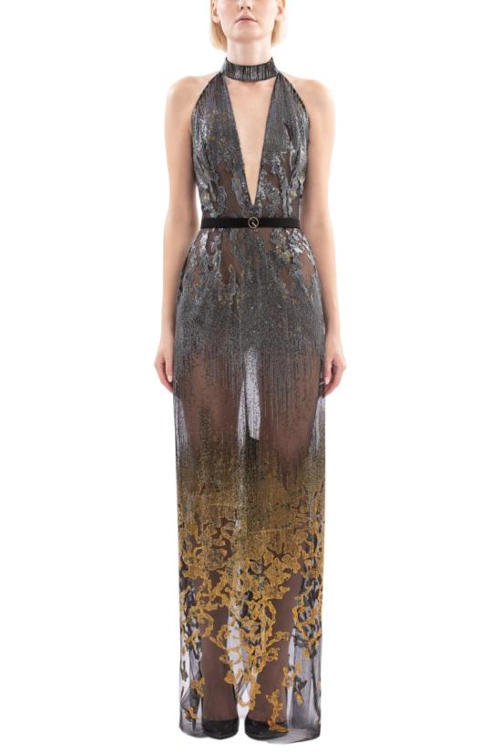  사이드 코베이시 롱 원피스 긴 장식의 몸에 꼭 맞는 드레스 - SAIID KOBEISY