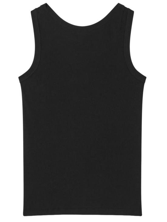 26SS 베르사체 로고 패피 리브드 스트레치 코튼 탱크탑 10232101A172221B000 Black - VERSACE