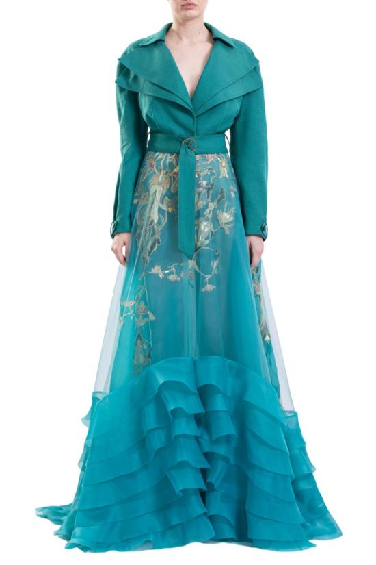  사이드 코베이시 롱 원피스 린넨 재킷과 러플 드레스 - SAIID KOBEISY