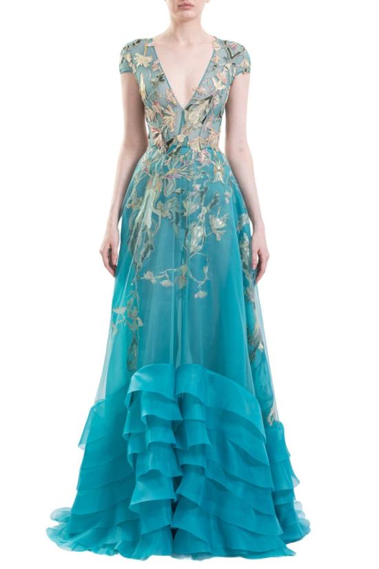  사이드 코베이시 롱 원피스 린넨 재킷과 러플 드레스 - SAIID KOBEISY