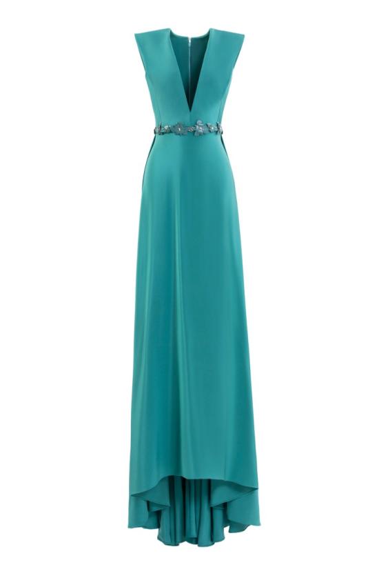  사이드 코베이시 롱 원피스 심플한 크레이프 드레스