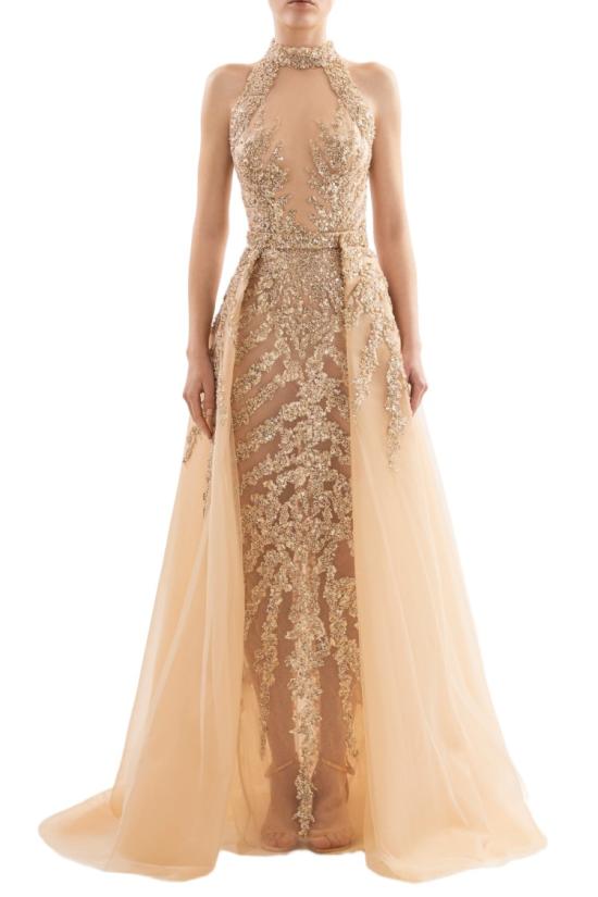  사이드 코베이시 롱 원피스 금색 비즈 장식 롱 드레스 - SAIID KOBEISY