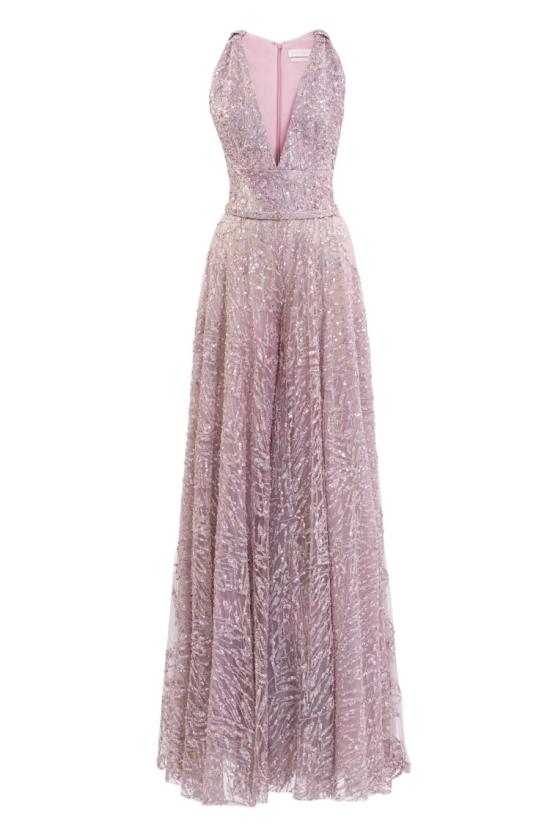  사이드 코베이시 롱 원피스 브로케이드 드레스