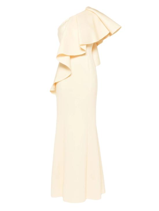  사이드 코베이시 롱 원피스 러플 스쿠버 롱 드레스