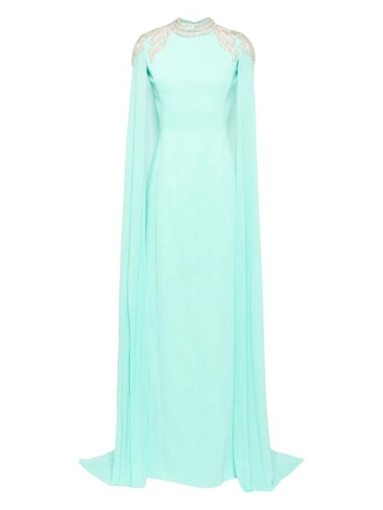  사이드 코베이시 롱 원피스 장식된 크레이프 카프탄