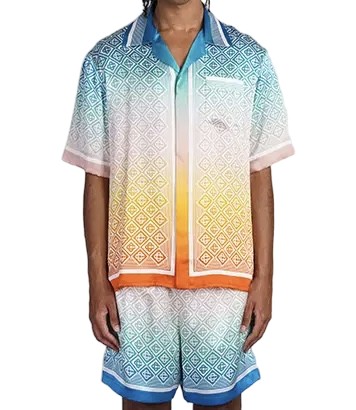 25SS 카사블랑카 반팔 셔츠 U MPF24 SH Blue - CASABLANCA