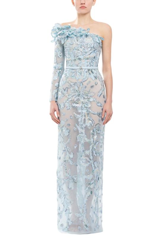  사이드 코베이시 롱 원피스 원숄더 자수 튤 드레스 - SAIID KOBEISY