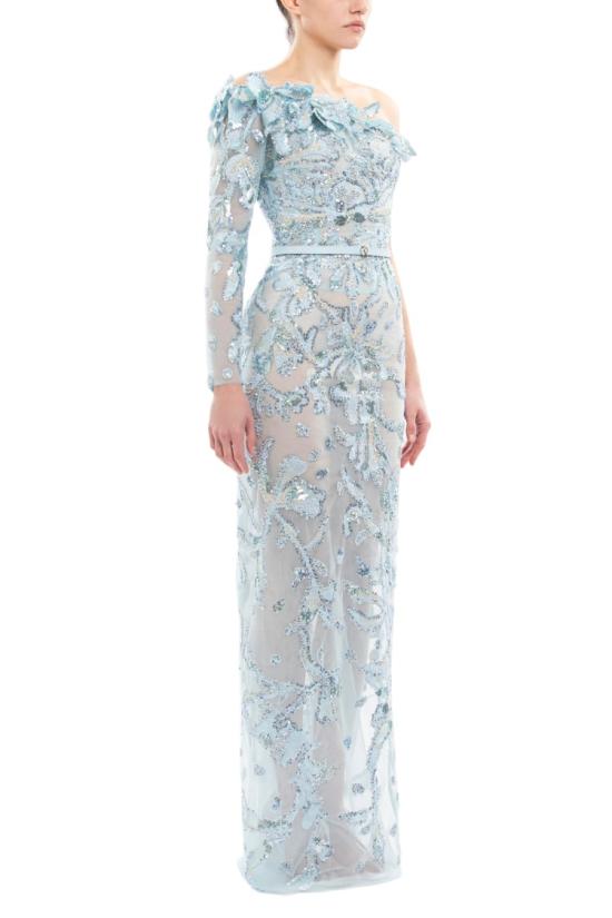  사이드 코베이시 롱 원피스 원숄더 자수 튤 드레스 - SAIID KOBEISY