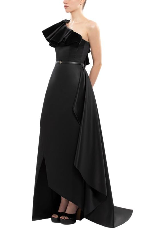  사이드 코베이시 롱 원피스 원숄더 벨벳 및 새틴 드레스 - SAIID KOBEISY