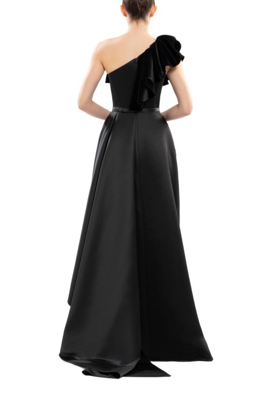  사이드 코베이시 롱 원피스 원숄더 벨벳 및 새틴 드레스 - SAIID KOBEISY
