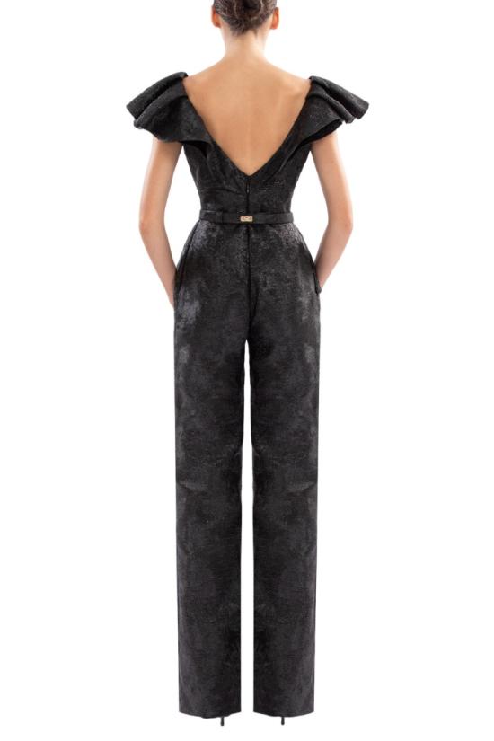  사이드 코베이시 점프수트 드라마틱한 제트 블랙 브로케이드 - SAIID KOBEISY