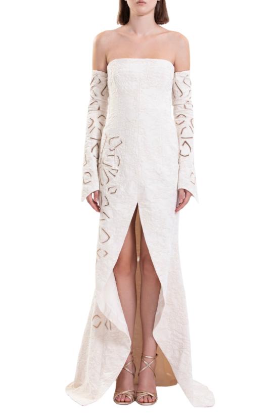  사이드 코베이시 롱 원피스 소매 탈부착 가능한 자카드 드레스 - SAIID KOBEISY