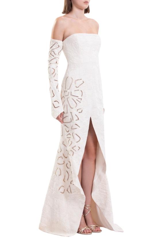  사이드 코베이시 롱 원피스 소매 탈부착 가능한 자카드 드레스 - SAIID KOBEISY