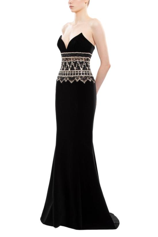  사이드 코베이시 롱 원피스 자수 디테일이 있는 스트랩리스 드레스 - SAIID KOBEISY